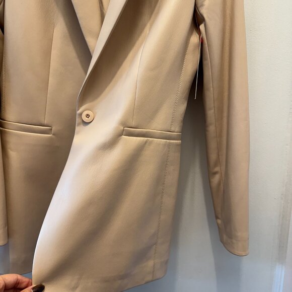 Alice + Olivia Macey Faux Beige Leather Blazer - Picture 5 of 15